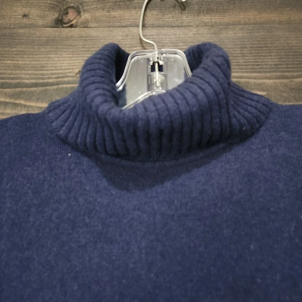 Lafayette 148 Sweater 100% Cashmere Women's Large Turtleneck Navy Blue